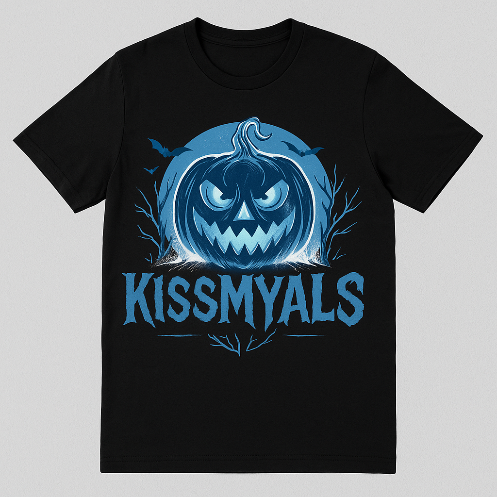 KissMyALS Halloween Pumpkin T-Shirt - Spooky Blue Design