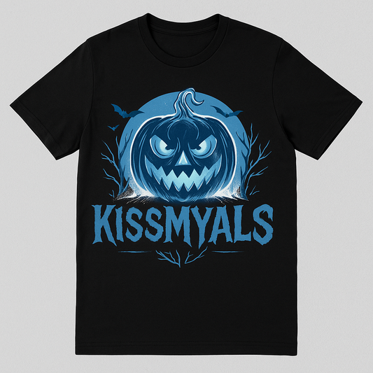 KissMyALS Halloween Pumpkin T-Shirt - Spooky Blue Design