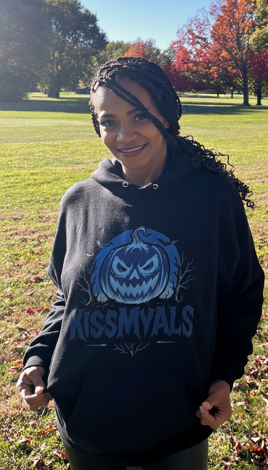 KissMyALS Blue Pumpkin Hoodie - Spooky ALS Awareness Apparel